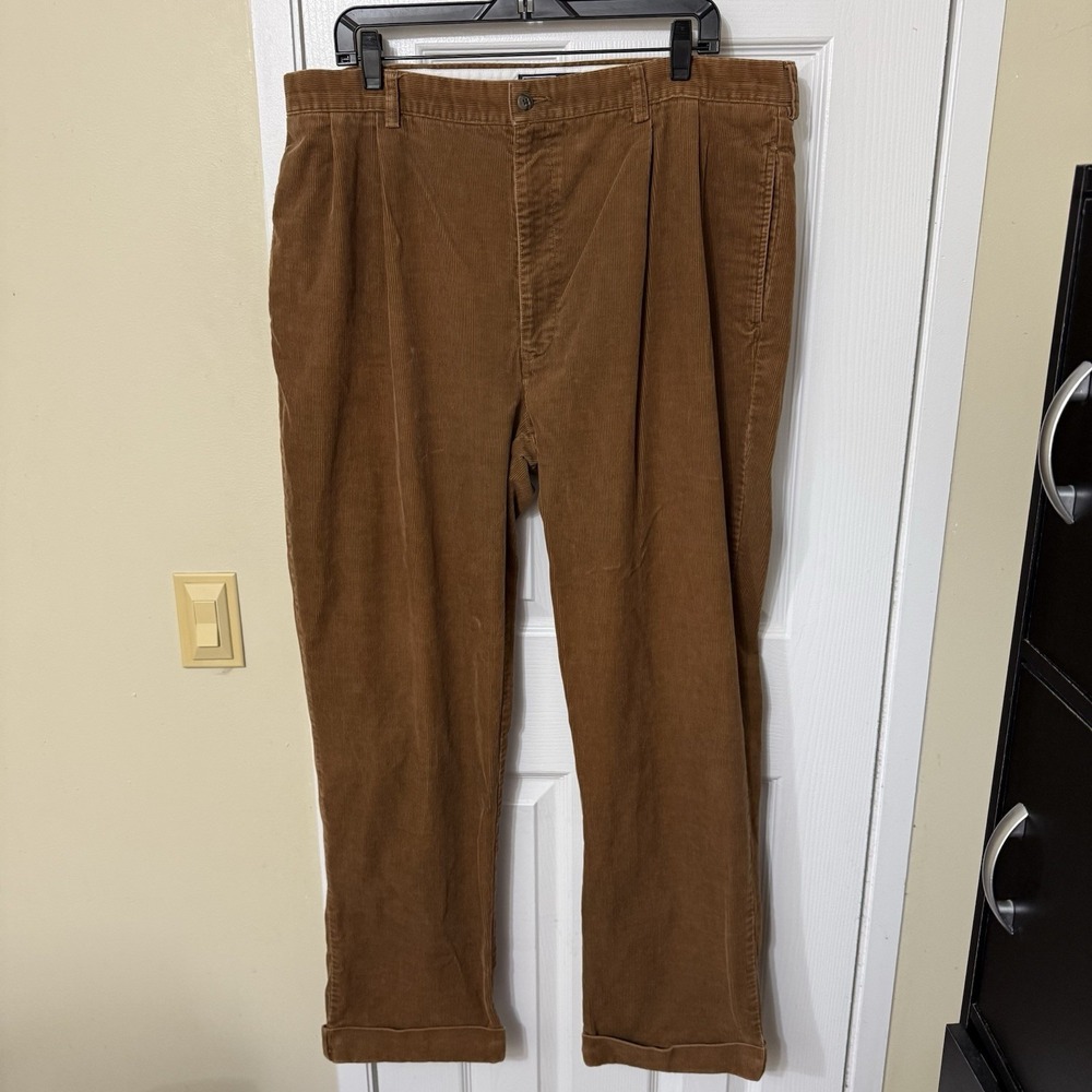 Vintage Polo Ralph Lauren Pleated Corduroy Pants Size 40x31 Mocha Brown